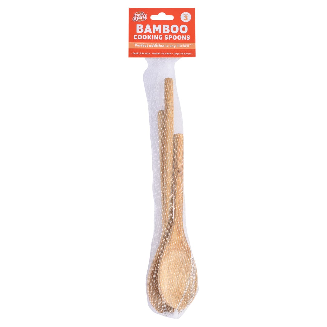 LIVINGTODAY Bamboo cooking spoons 3pc Bamboo Cooking Spoon Set