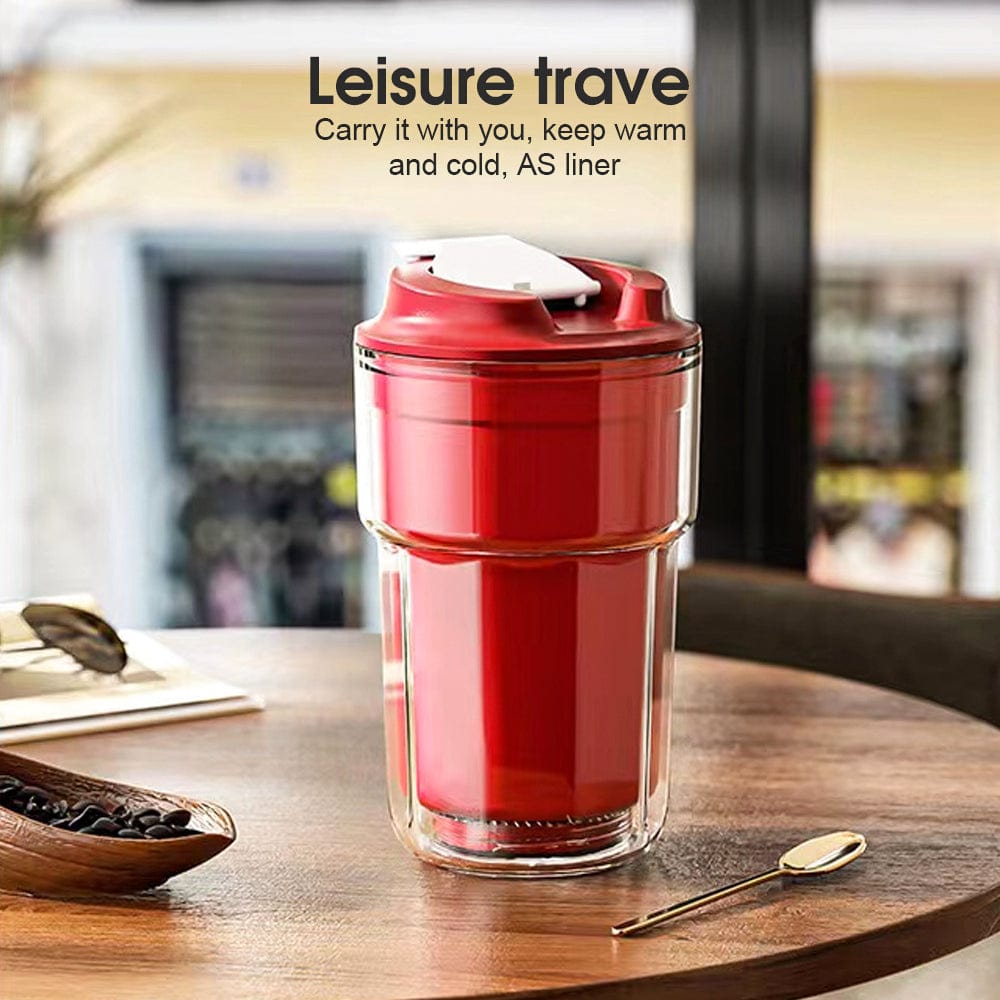 Living Today insulated coffee cup 2PC 460ml Double wall insulated Coffee Cup Red AND Black