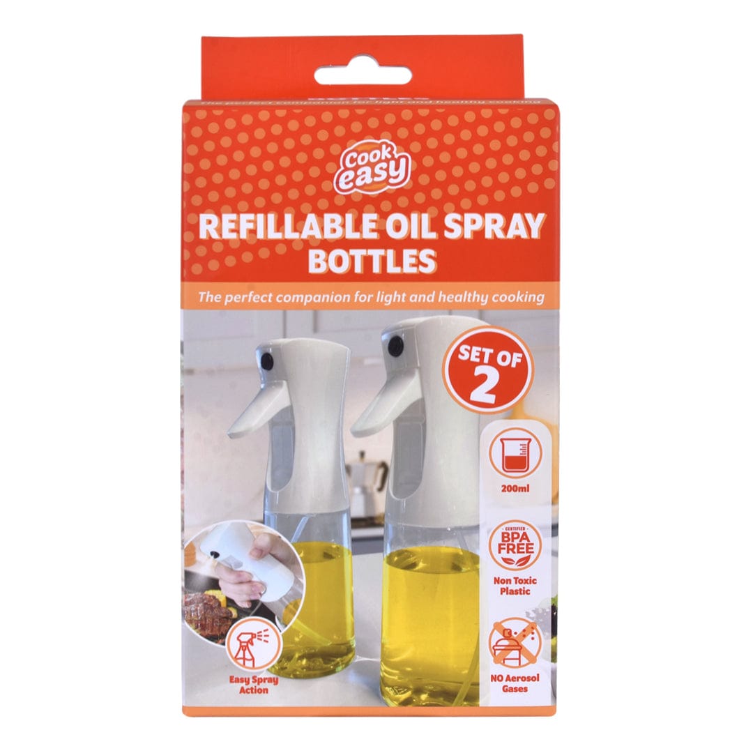 COOK EASY Oil Sprayer 2 pk 200ml Refillable Oil Spray Bottles