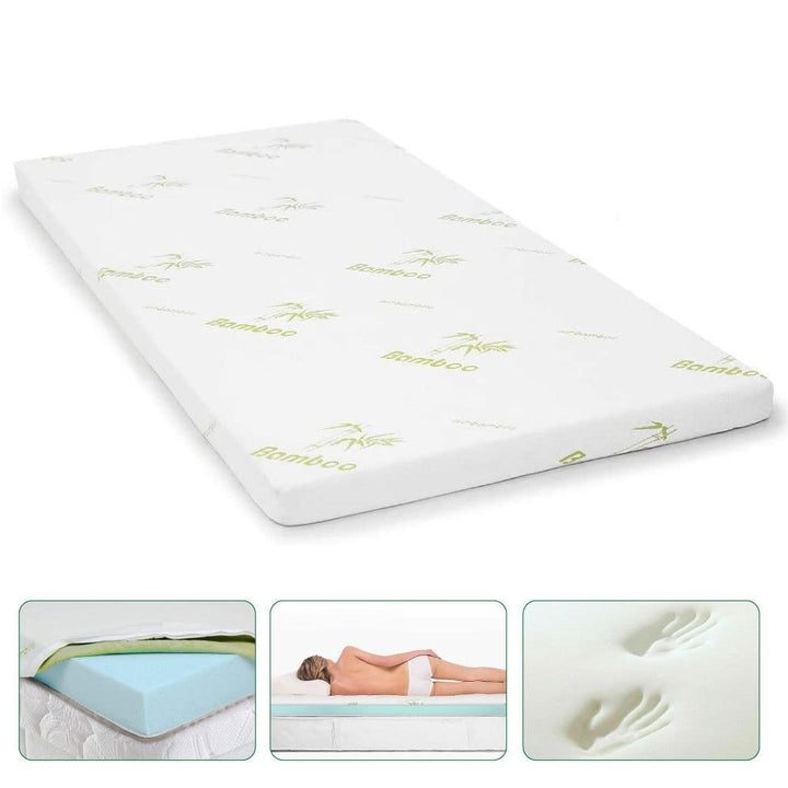 Living Today 4cm Memory Foam Mattress Topper with Bamboo Cover - Double