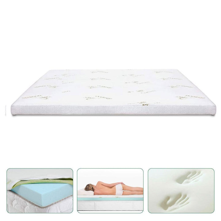 Living Today 4cm Memory Foam Mattress Topper with Bamboo Cover - Queen