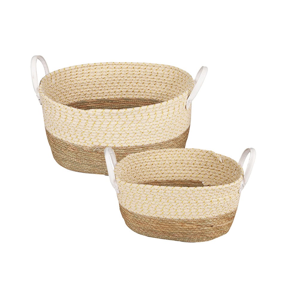 Living Today 2 Piece Cotton Rope Stripe Carry Handles Storage Baskets set