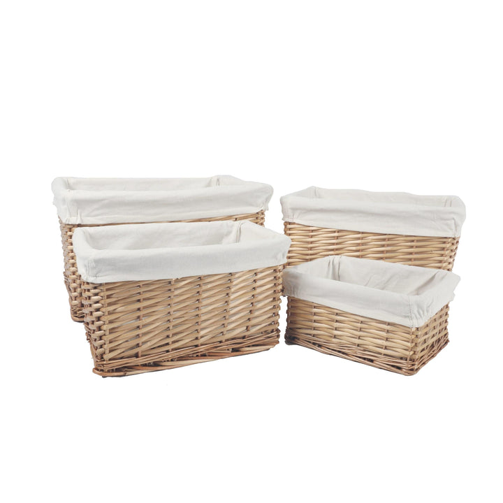 Living Today 4 Piece Wicker Storage Baskets With Liner Set