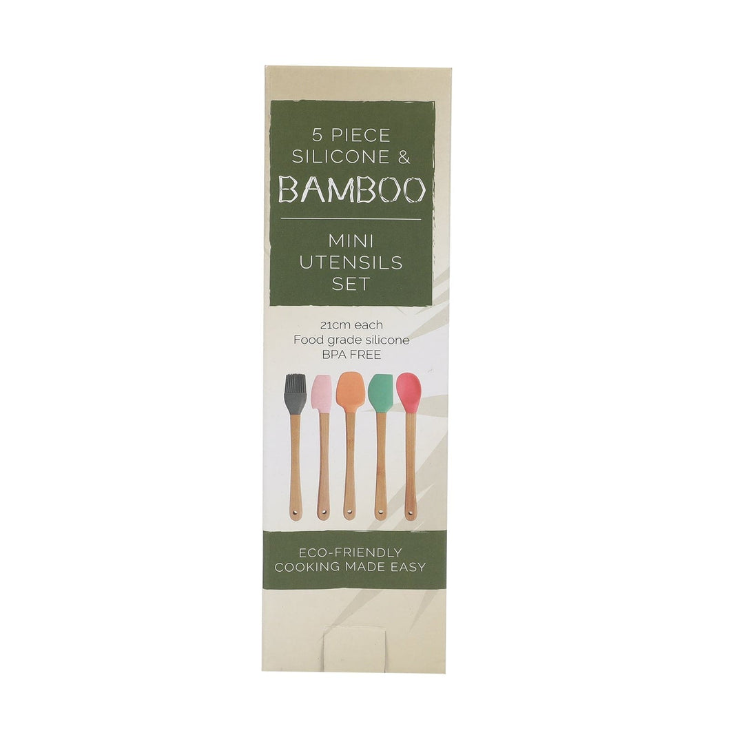 Living Today Bamboo 5PCS Mini Silicone and Bamboo Utensils Set