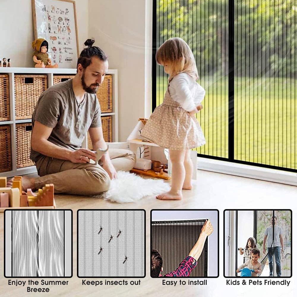Living Today Homewares 2x Instant Fly Screen, Mosquito, Insect, and Bug Free Curtain