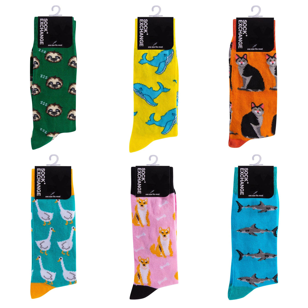 Sock Exchange Socks 6 Pairs Fashion Novelty Funny Socks one Size 5-13 Men Socks Women Socks #1
