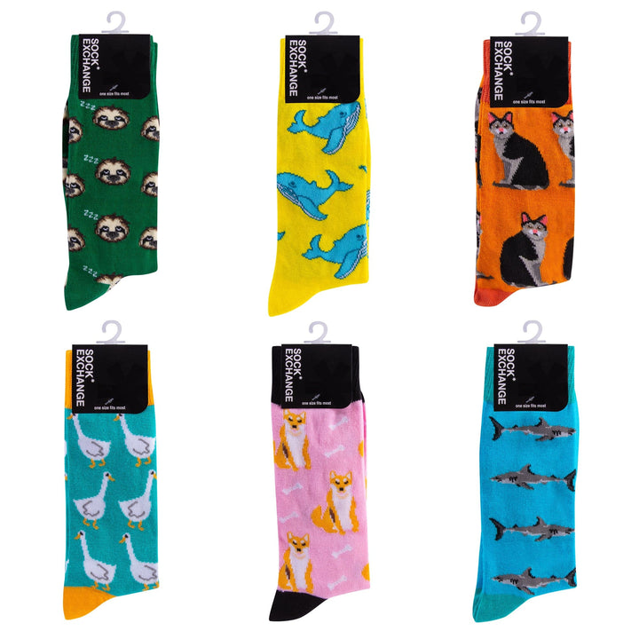 Sock Exchange Socks 6 Pairs Fashion Novelty Funny Socks one Size 5-13 Men Socks Women Socks #1