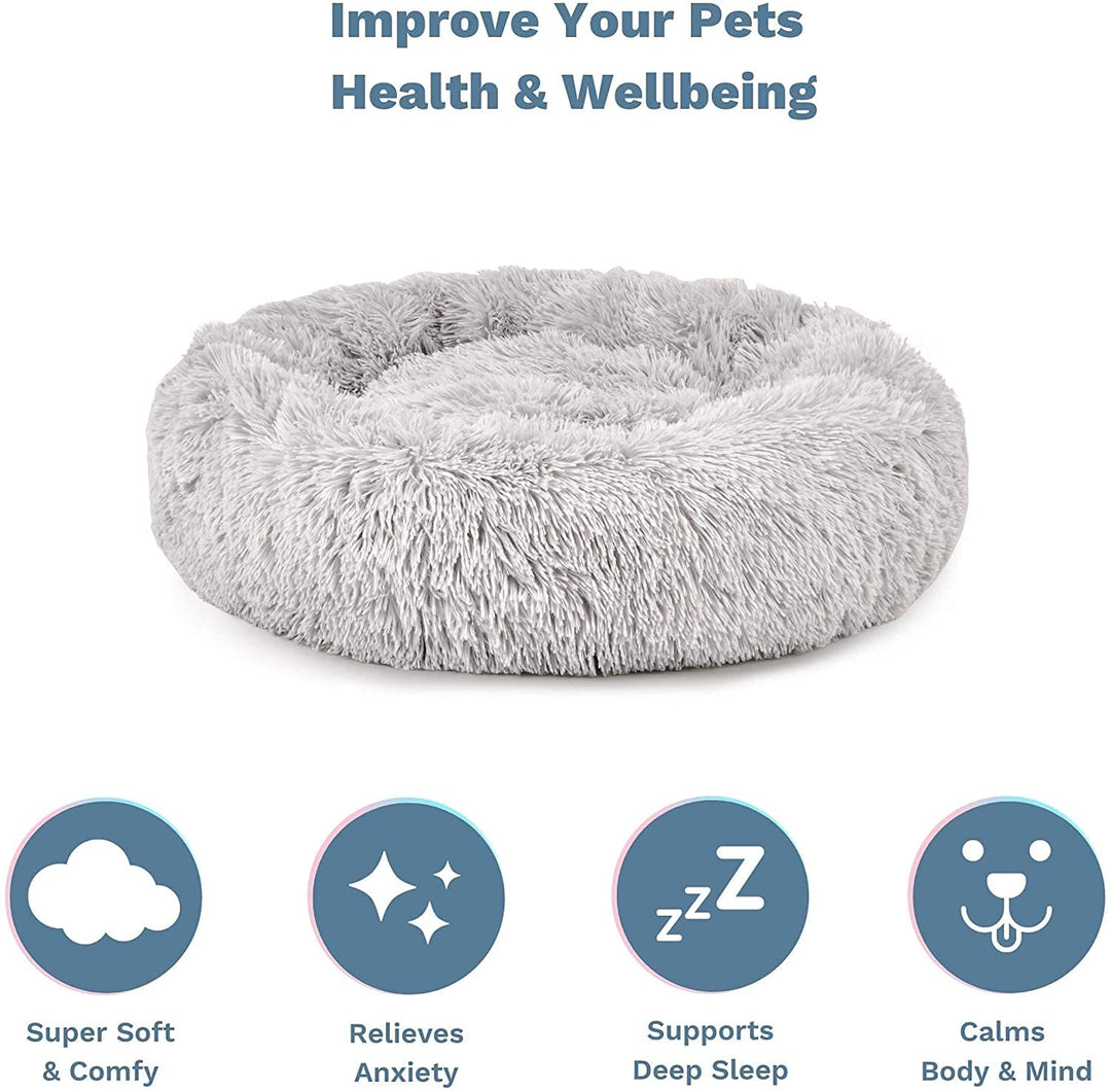 Living Today Plush Donut Faux Fur Calming Pet Nest - Grey - M