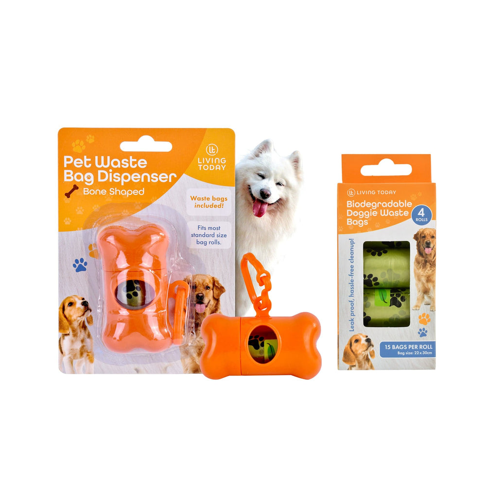 LIVINGTODAY dog poop dispenser and bags LIVINGTODAY Pet Dog Poop Dispenser and 75 Biodegradable Unscented Waste Bags