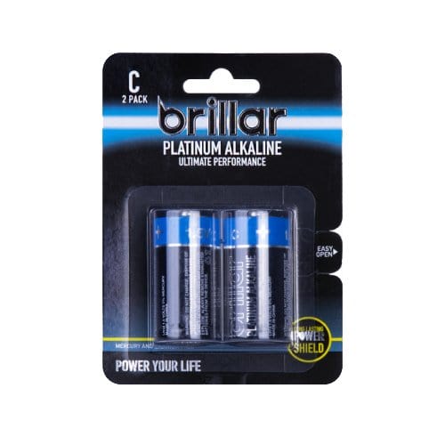 Brillar General Purpose Batteries Brillar C Platinum Alkaline Batteries 2pk