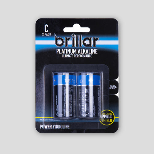 2Pcs Brillar C Platinum Alkaline Batteries