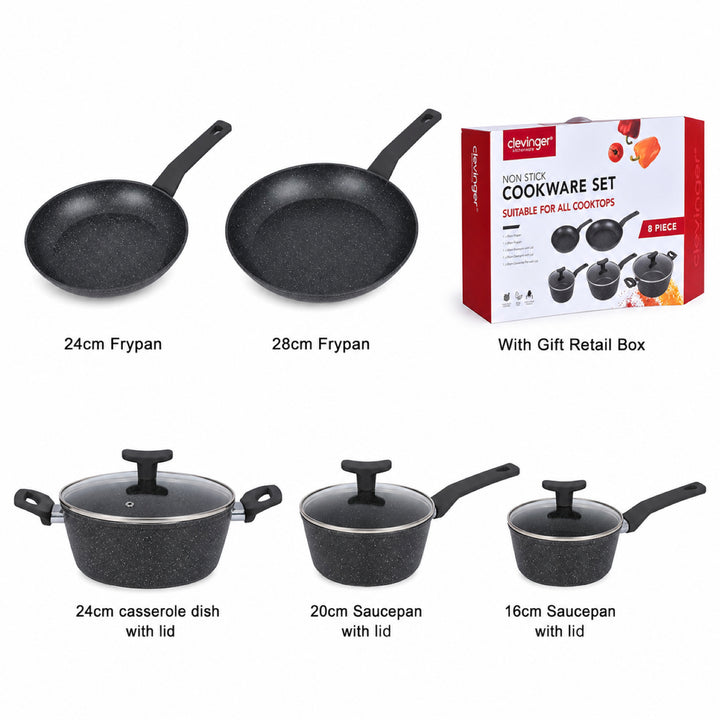 8 Pcs Clevinger Non-Stick Cookware Set