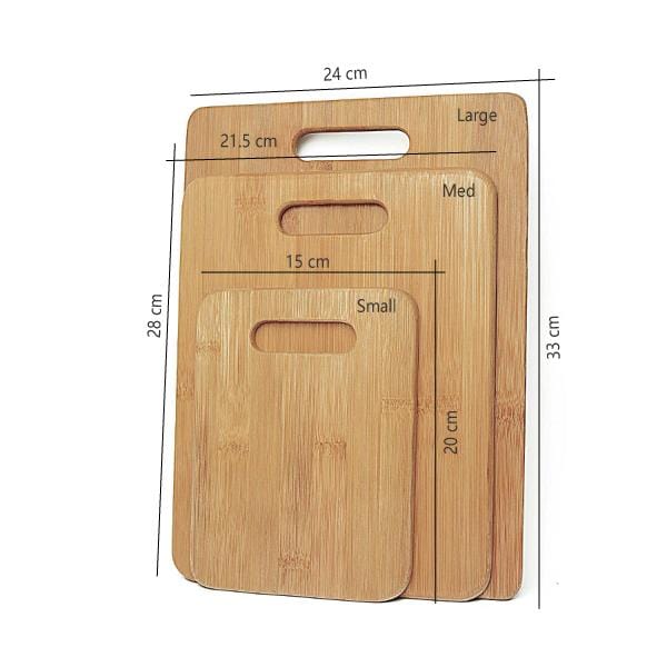 Living Today Kitchen 2 Pack Bamboo Wood Chopping Board 3-Set Cheese Cutting & Serving Light Wood Tone