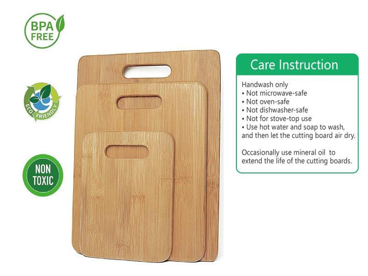 Living Today Kitchen 2 Pack Bamboo Wood Chopping Board 3-Set Cheese Cutting & Serving Light Wood Tone