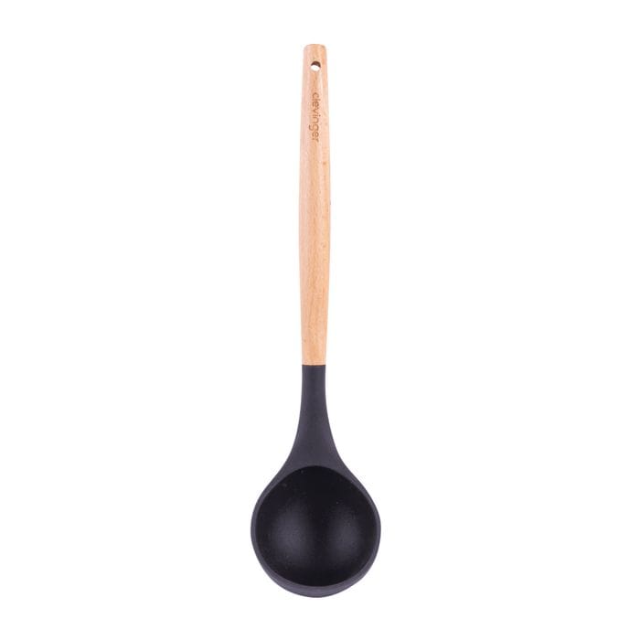 Clevinger 2pcs Beechwood & silicone ladle charcoal