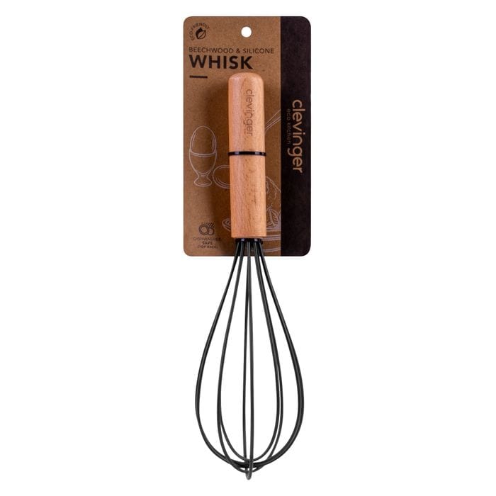 Clevinger 2pcs Beechwood & silicone whisk charcoal