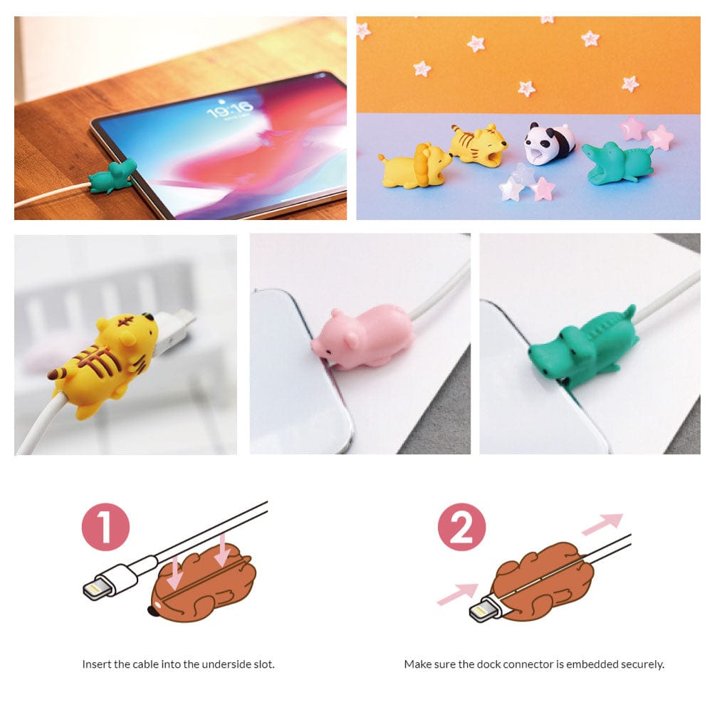 Fandcy cable protector 5Pcs Animal Collection Silicon Cable Protector Pack-Random Design Selected