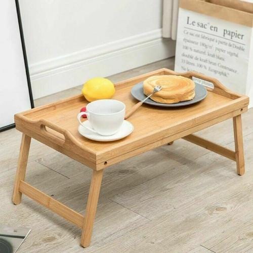 Living Today Homewares Bamboo Bed Table Breakfast/Snack Serving Tray TV Food Stand with Foldable Legs