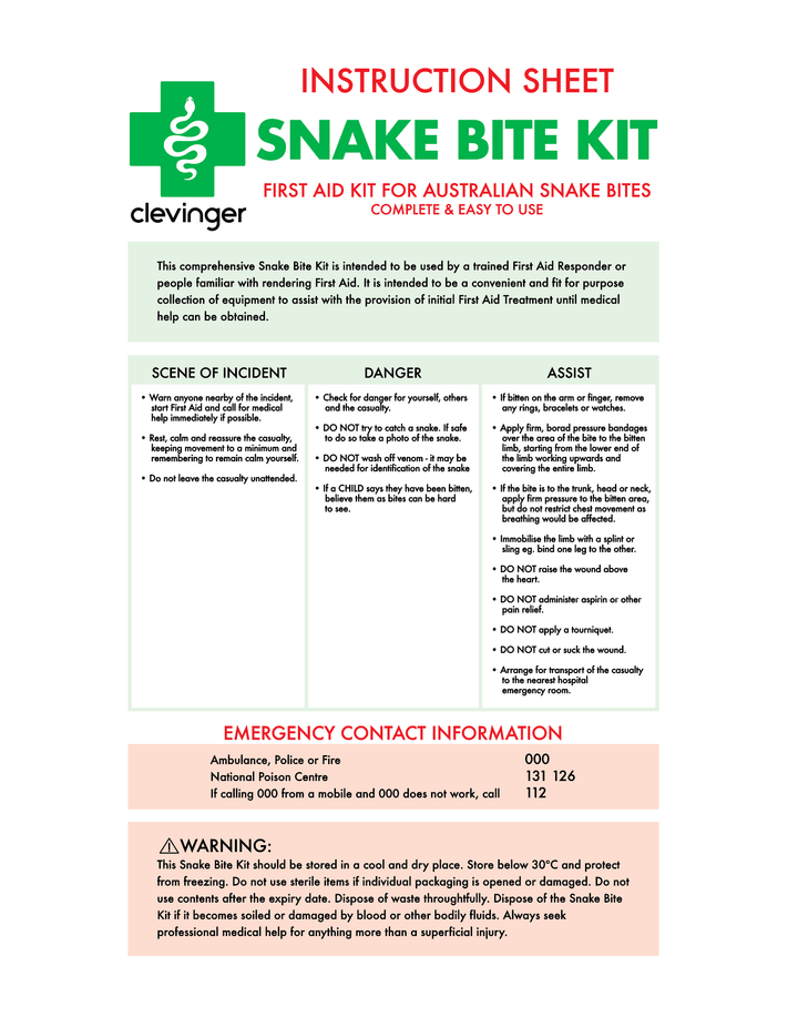 Living Today First Aid Kits Snake Bite Emergency First Aid Kit 9 Piece