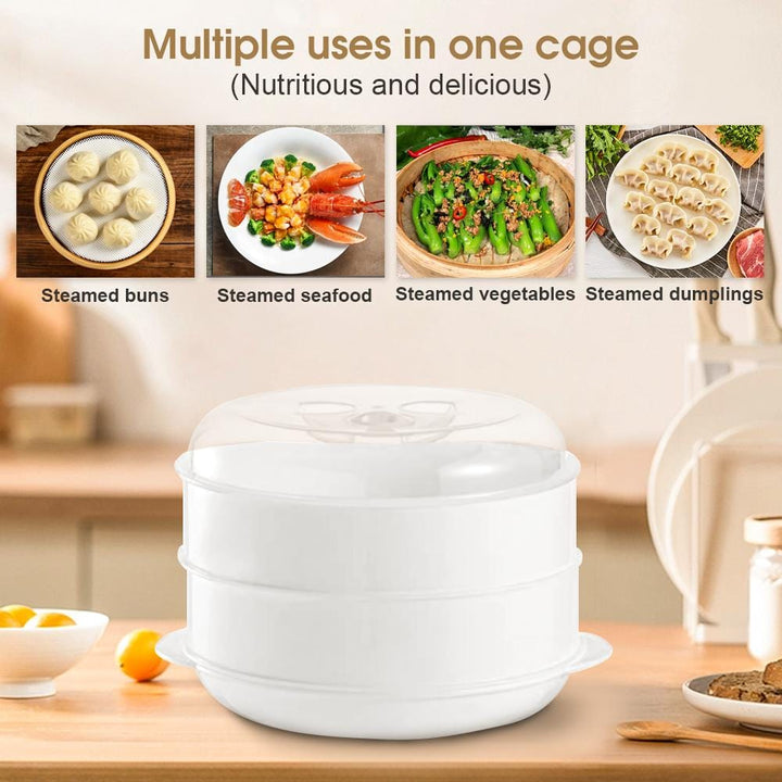 Living Today Homewares Microwave Steamer -2 Tier Double Layer Cooking Appliance Meals Container Kitchen