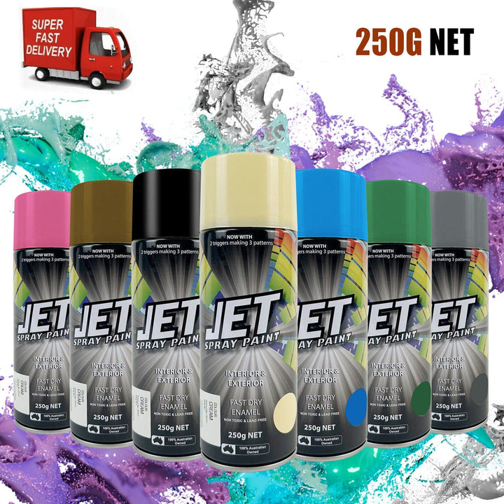 JET spray paint 3PK 250g Spray Paint Can For Interior and Exterior 26 colours Fast Dry