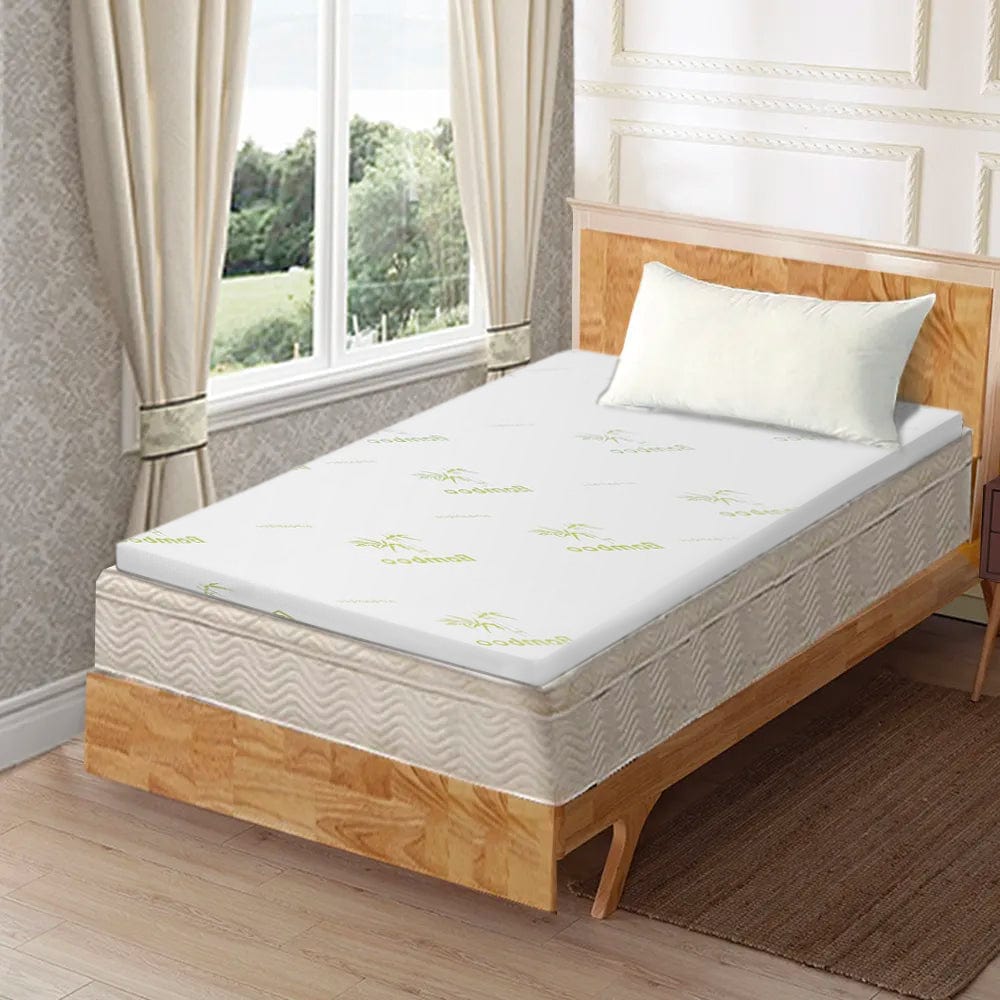 Living Today Mattress Pads Memory Foam Mattress Topper with Bamboo Cover - Single 6cm