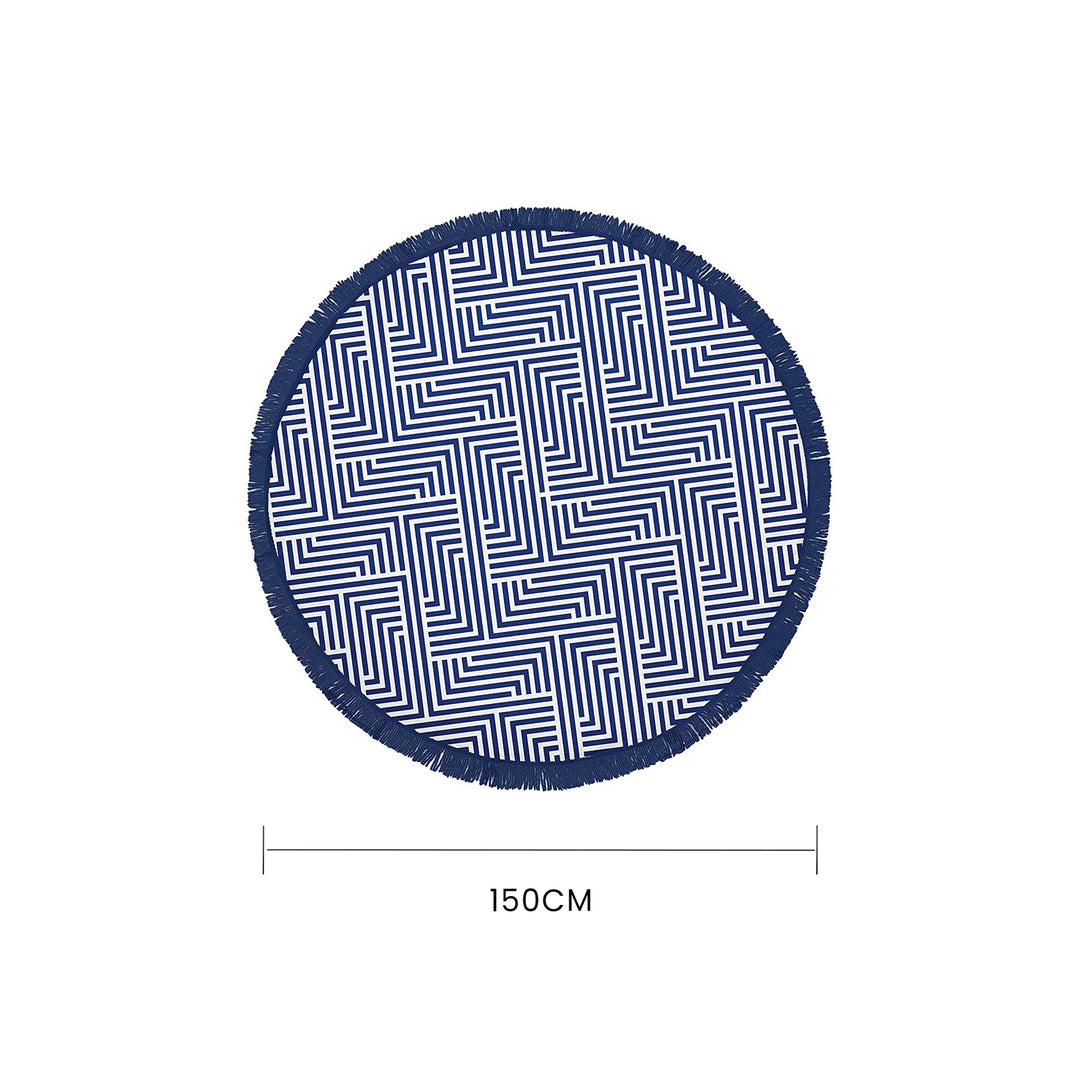 Round Beach Towel with Tinsel - Blue