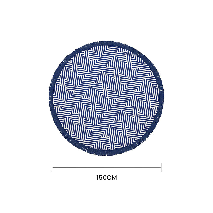 Round Beach Towel with Tinsel - Blue