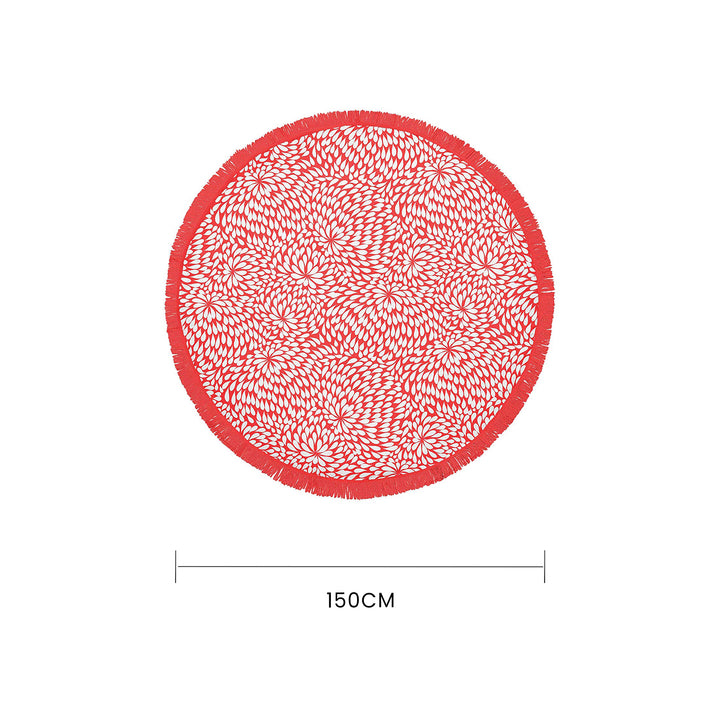 Round Beach Towel with Tinsel - Red