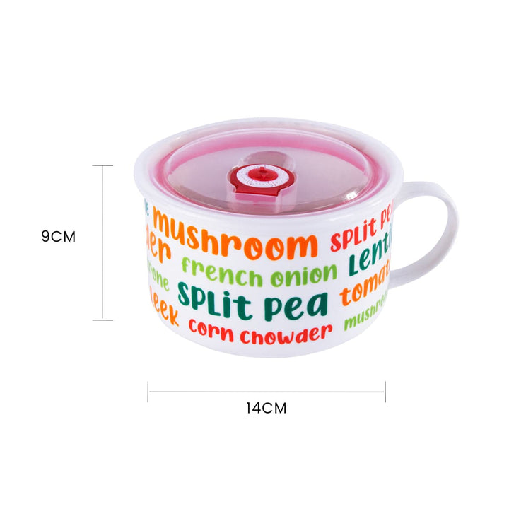 Clevinger Homewares 720ml Soup Mug with Silicone Seal Lid 2 Assorted