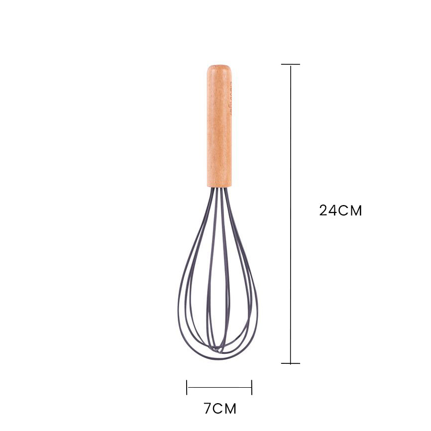 2pcs Beechwood & silicone whisk charcoal