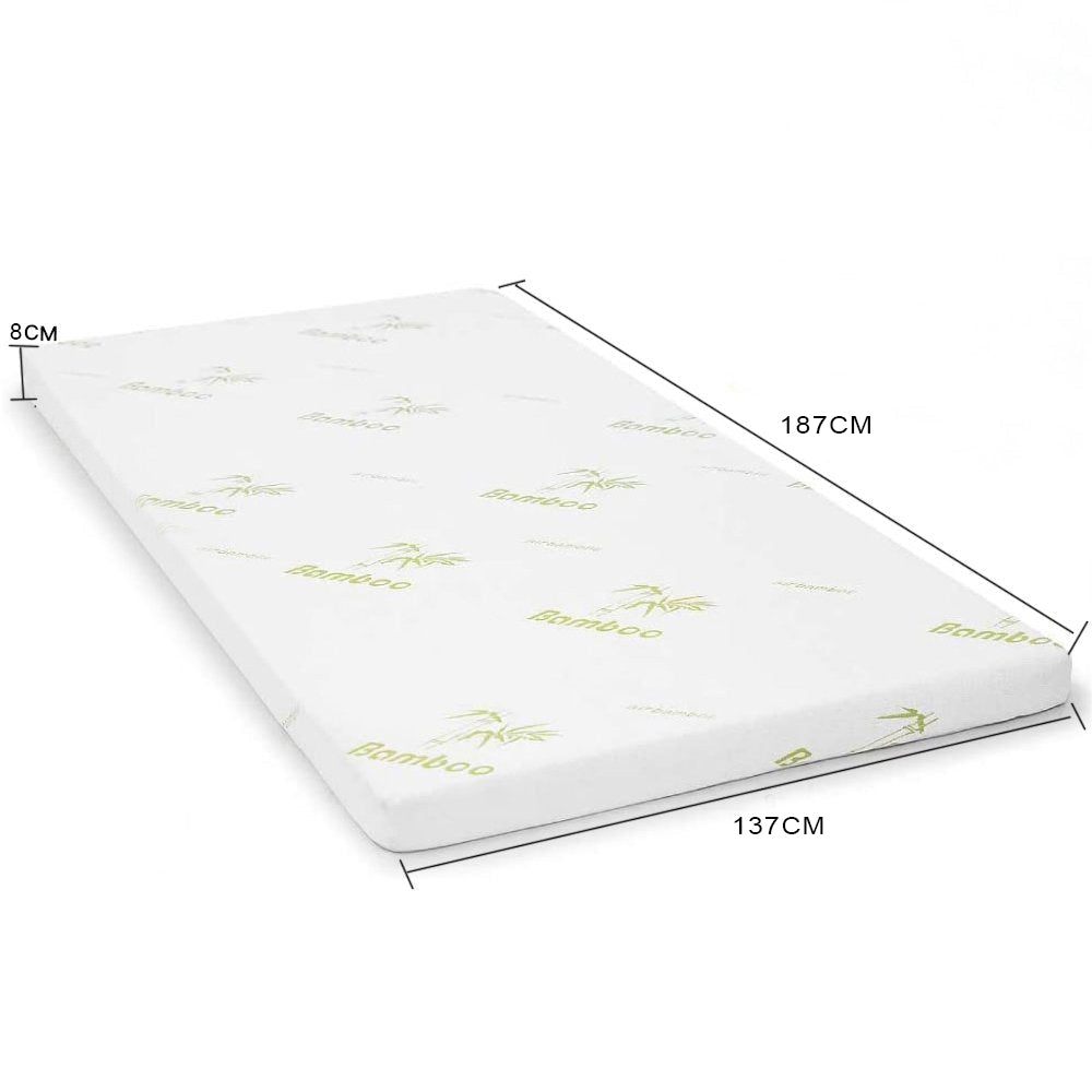 8CM Breathable Cooling Memory Foam Mattress Topper with Bamboo Cover - Double Size