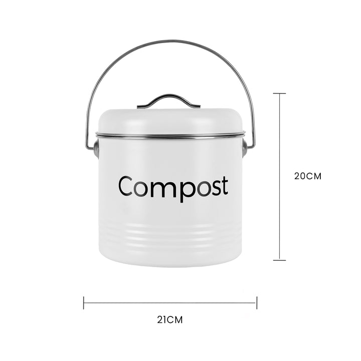 3.5L Kitchen Bench Compost Bin with 6 Replacement Activated Carbon Filters