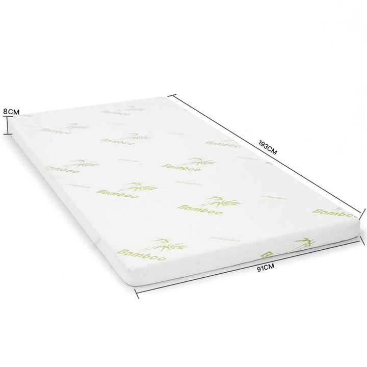 Living Today Mattresses 8cm Memory Foam Mattress Topper with Bamboo Cover - Single Size