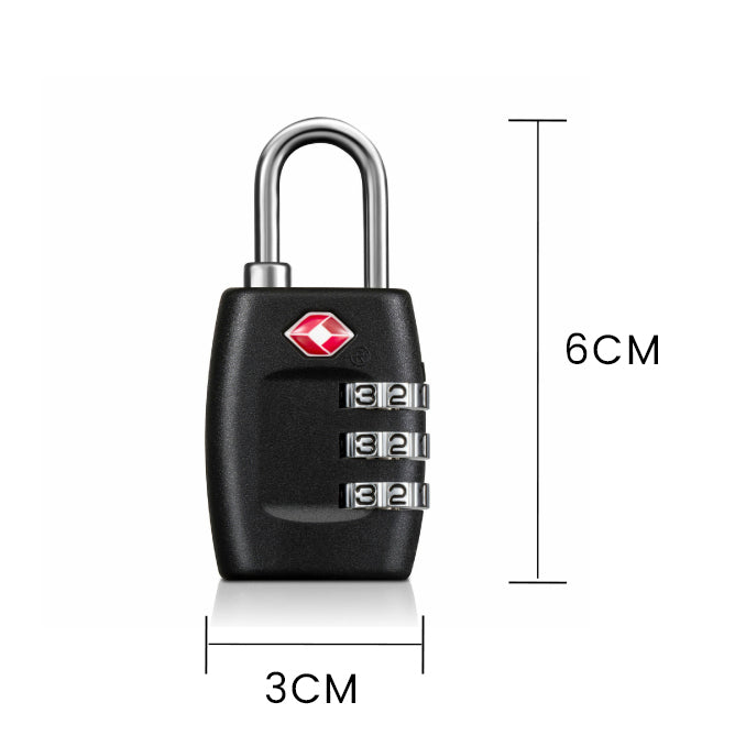 TSA Approved Combination 3 Dial Travel Padlock