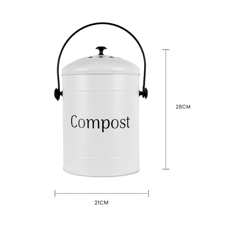 5L Kitchen Bench Compost Bin with 6 Replacment Activated Carbon Filters