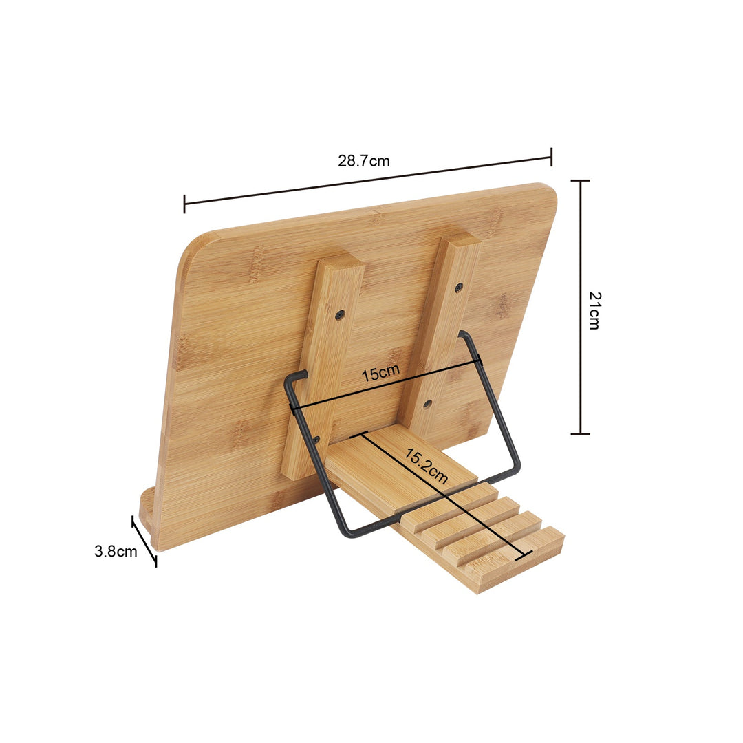 Bamboo Book Stand - Adjustable Book Stand - Book, Recipes, Tablet Portable Holder