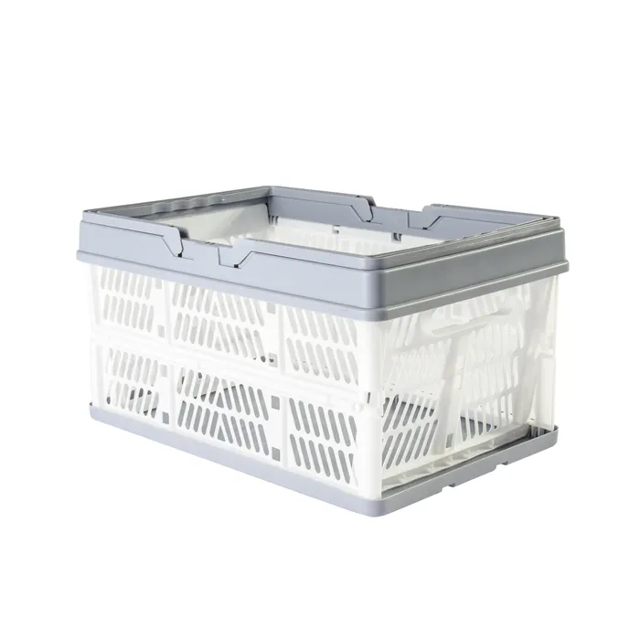 Collapsible Plastic Grocery Shopping Baskets Storage Crates with Handles