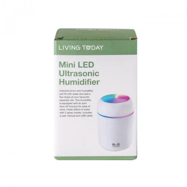 Mini Ultrasonic Air Humidifier 300ml Rainbow LED