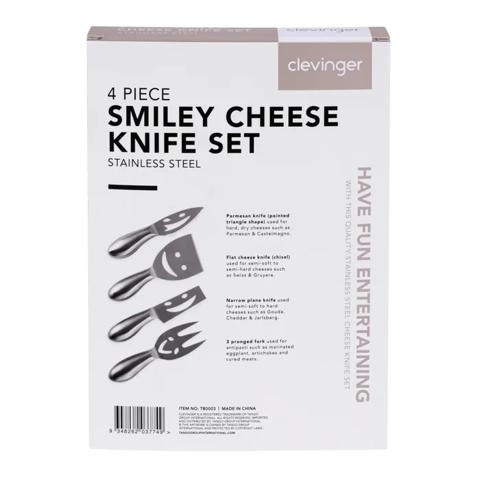 Clevinger Merrivale 4 Piece Stainless Steel Smiley Cheese Knife Set