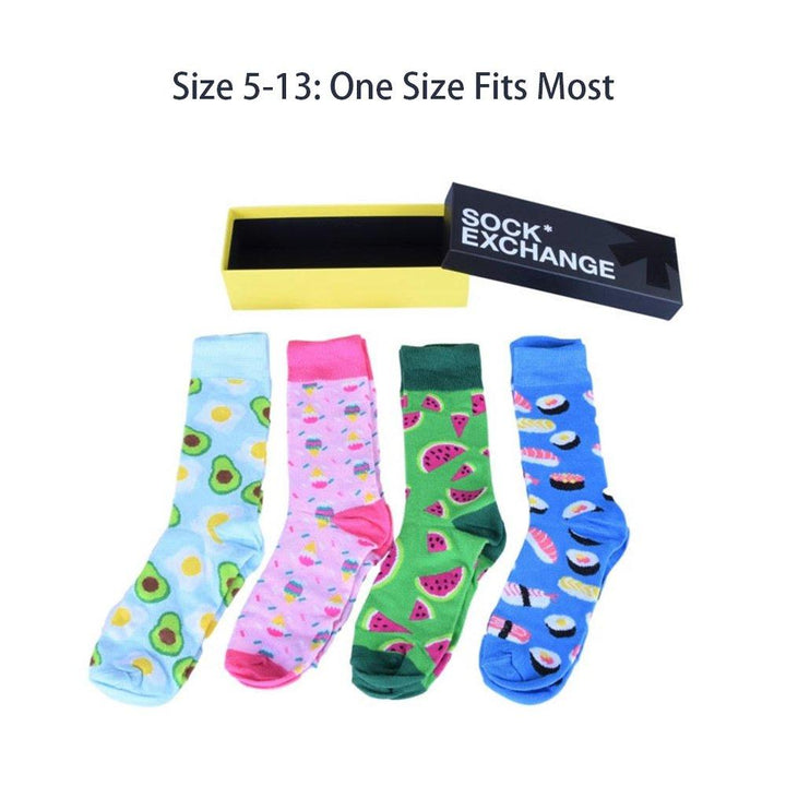 Novelty Fun Socks with Beautiful Gift Box 4PK