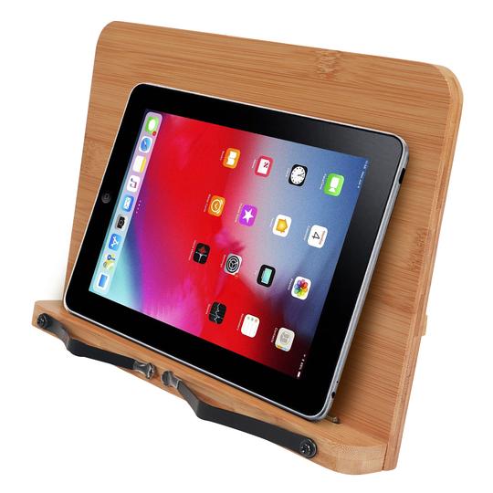 Bamboo Book Stand - Adjustable Book Stand - Book, Recipes, Tablet Portable Holder