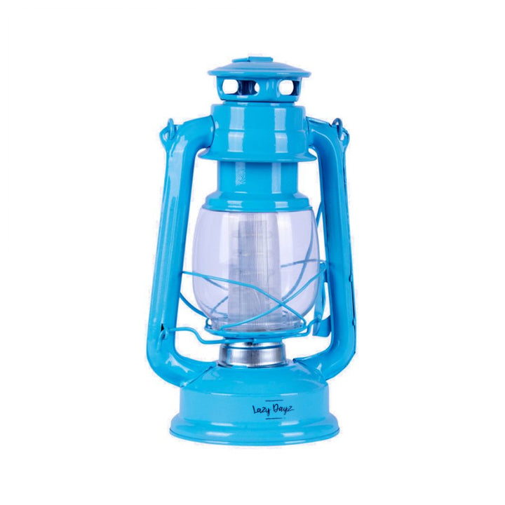 12 LED Solid Metal Camping Hurricane Lantern - Blue