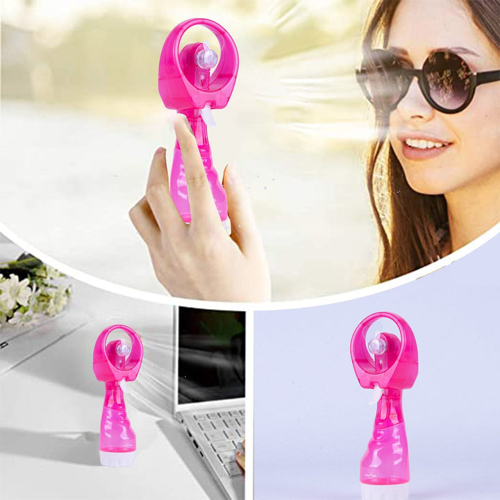 Handhold Battery Powered Personal Water Spray Fan-Blue/Pink