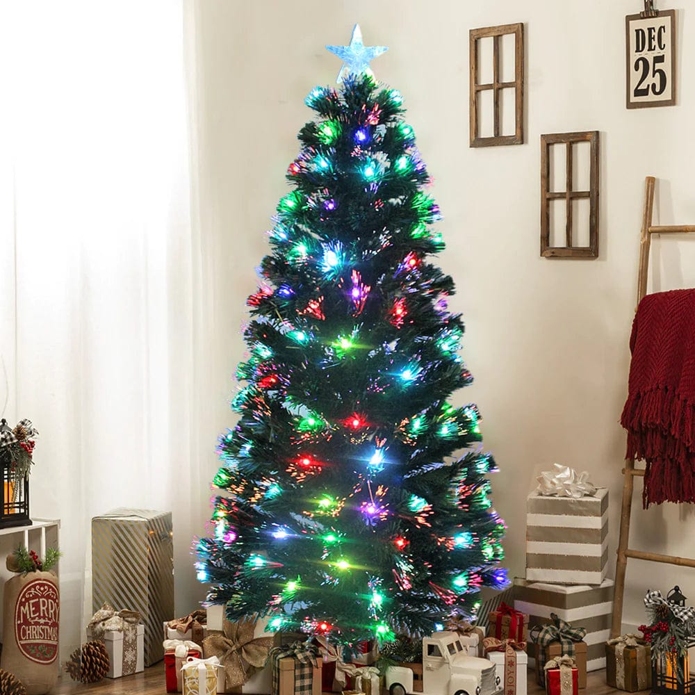 Living Today Christmas tree 150cm Fibre Optic LED Christmas Tree with 7-Colour Bell Lights